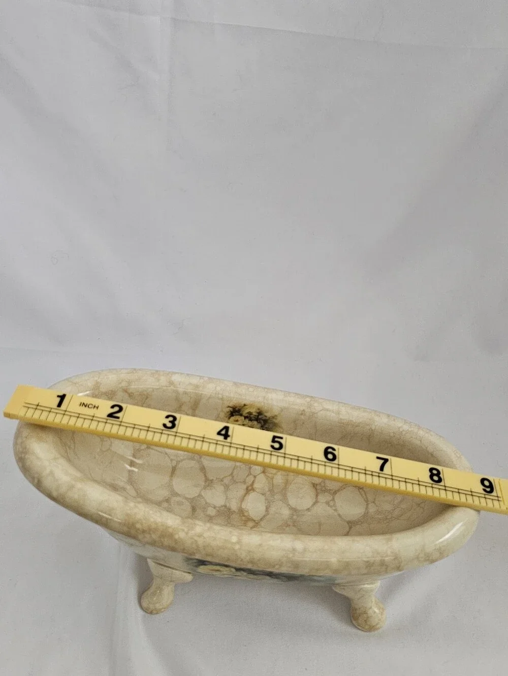 Vintage Ceramic Athena Claw Foot Tub Soap Dish Floral Cottagecore  Made in USA